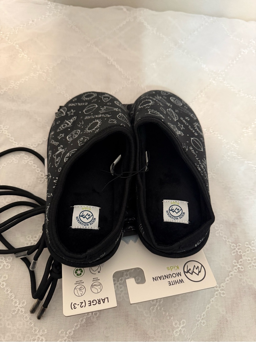 White Mountain Kids Black Space-Print Slip-Ons